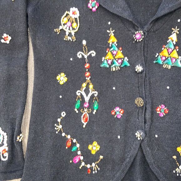 K.I.K.I.T S Christmas Sweater Size Large Beaded - Picture 8 of 16